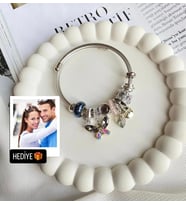 Pandora Model Charmlı Kristal Kelebek Kadın Çelik Bileklik Kişiselleştirilmiş Fotoğraf Hediyeli & Sevgiliye Anneye Ablaya Arkadaşa Doğum Günü Hediyesi