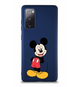 Samsung Galaxy S20 FE Soft Premier Kapak Mickey Mouse-B Tasarımlı Silikon Kılıf - Lacivert (Şeffaf)
