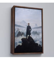 Çerçeveli Caspar David Friedrich'in Sis Denizinin Üstündeki Gezgin İsimli Eseri Kanvas Tablo (Kahverengi)