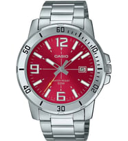 Casio MTP-VD01D-4BVUDF Quartz Çelik Gri Kırmızı Kadran 45 mm Erkek Kol Saati