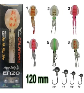 SİLİKON AHTAPOT AQUASALTY Enzo Soft Swim Calamari120mm + Jig Head RENK:03