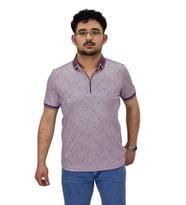 Erkek Polo Yaka Fermuarlı Merserize Jakarlı Tişört 7570 BGL-ST04536 (Lila)