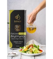 Biincir Natürel Sızma Erken Hasat Zeytinyağı Soğuk Sıkım 5 Lt (Ihlamur Hediyeli)