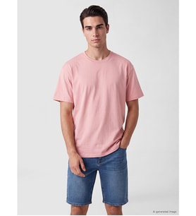 LC WAIKIKI Pembe Bisiklet Yaka Erkek Penye Tişört