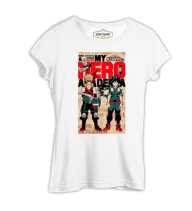 My Hero Academia - Deku and Bakugo Beyaz Kadın Tshirt