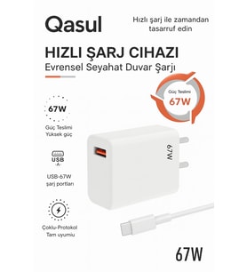 67W Turbo Sayaçlı Süper Hızlı Şarj Cihazı iPhone Samsung Xiaomi Laptop Uyumlu