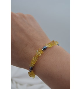 STONEAGE JEWELLERY Sitrin ve Arpa İnci Bileklik (Altın / Dore)