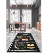 Siyah Kaymaz Taban Yıkanabilir Cupcake Mutfak Halısı AR1136