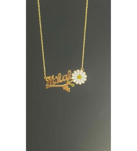 Kişiye Özel Hilalyazılı Papatya Isim Kolye 925 Ayar Gümüş Sevgiliye,anneye,arkadaşa Kolye