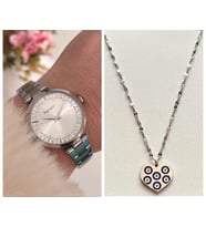 Ferrucci Silver Renk Çelik Kordon Şık Kadın Kol Saati+Çelik Kolye Hediyeli (Gümüş)