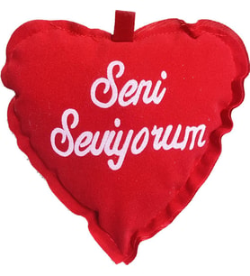 Seni Seviyorum Yazılı Kalp Yastık Mini Boy
