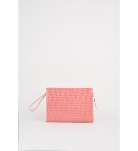 Kadın Petunya Dokulu Pudra Astarlı Suni Deri Bilek Askılı Portföy El Ve Clutch Çanta