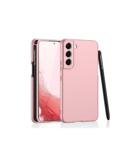 Samsung Galaxy S22 Plus Uyumlu Kılıf Zore Kalemli Kıpta Kapak (Rose Gold Altın)