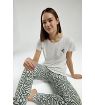Arnetta 3303 Kadın Bisiklet Yaka Desenli Kısa Kol Pijama Takım