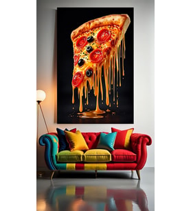 PİZZA DİLİMİ V1 Ev Duvar Salon Güzellik Salonu Ofis Dükkan Dekarasyon Kanvas Tablo (Çok Renkli)