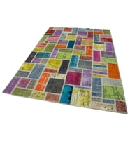 Çok Renkli El Dokuma Salon Halısı Modern Geometrik Patchwork Yüzeyli Dekoratif Model