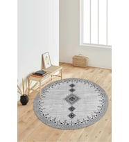 Dijital Baskılı Kaymaz Taban Yıkanabilir Yuvarlak Salon Halısı Koridor Halısı Paspas NDY-SD-1106 (Gri)