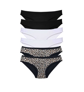 Mulvxbrf Brf02 6 Adet Likralı Kadın Slip Külot Leopar Siyah Beyaz (Mulvix)