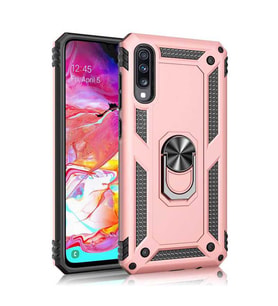 Huawei P smart Pro 2019 Kılıf Metal For Car Yüzüklü Standlı Military Ring Serisi (Rose)