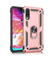 Huawei P smart Pro 2019 Kılıf Metal For Car Yüzüklü Standlı Military Ring Serisi (Rose)