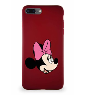 Apple iPhone 7 Plus Soft Premier Kapak Minnie Mouse-A Tasarımlı Silikon Kılıf - Mürdüm (Şeffaf)