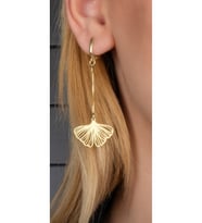 Ginkgo Biloba Küpe 925 Ayar (Gold)