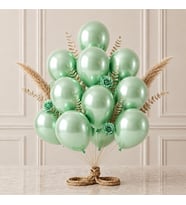 Açık Yeşil Renk Lateks Metalik Balon (30 cm) - 12 Adet