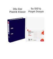 30 Adet Dar Klasör 5 Adet Noki 100'lü Poşet Dosya Ofis Seti