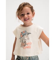 Mayoral Kız Çocuk Baskılı Tshirt Krem