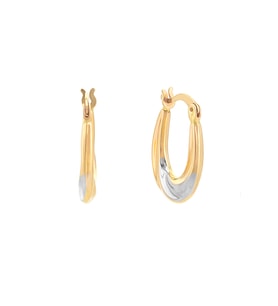 PRENSES PIRLANTA 1.2 cm Kadın 14 Ayar Altın Sarı Beyaz Minimal Halka Küpe