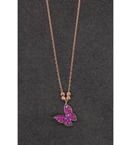 Bella Gloria Kırmızı Kelebek Rose Gümüş Kolye (TGK0162)