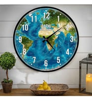 Dünya Haritası Ahşap Duvar Saati 35x35 (DFSAAT398-35x35)