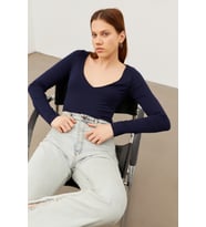Bipantolon Kadın Lacivert V Yaka Body