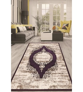 Dijital Kaymaz Taban Yıkanabilir Modern Renkli Salon Halısı Mutfak Halısı Yolluk ND-HT-491 (Mor)