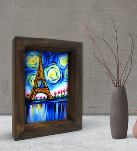 BK Gift Van Gogh Tasarımlı Dekoratif Doğal Masif Ahşap Çerçeve 15x20cm-1 (Beyaz)