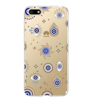 PrintiFy Huawei Y5 2018 ile Uyumlu 1mm Slim Fit Nazar Boncuğu 5 Baskılı Şeffaf  Kılıf