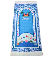 Kişiye Özel Pembe, Mavi Çocuk Seccade Namazlık , 40x90 Cm (Mavi)