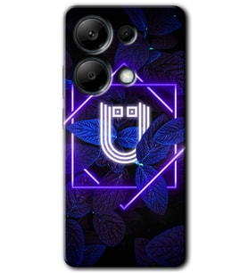 Poco M6 Pro Kılıf HD Desen Baskılı Kılıf - Dark Neon Yaprak Ü Harfi