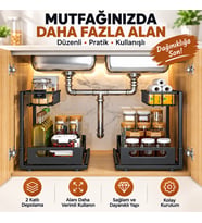 2 Katlı Çekmeceli Mutfak Rafı Organizer Dolap İçi Baharatlık Yağlık Şişelik Tezgah Üstü Düzenleyici