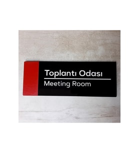 Kırmızı Detaylı Toplantı Odası Kapı İsimliği