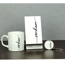İsme Özel Üçlü Set (Kupa + Telefon Standı + Anahtarlık)