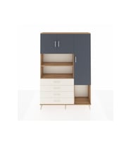 Arges Dolap 8 Raflı 4 Çekmeceli 3 Kapaklı 132x30x195 Çam-Antrasit/Aytaşı
