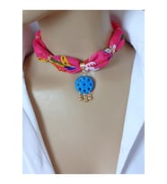Yörük Otantik Güneş Süryani Taşı Kolye İki Farklı Renk Seçeneği (Koyu Pembe)