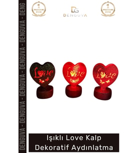 #Aydınlatma Dekoratif Simli Ledli Parti Süslemeleri Hediye Kutusu Işıklı Love Kalp 3'lü Set