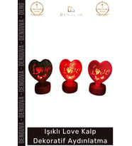 #Aydınlatma Dekoratif Simli Ledli Parti Süslemeleri Hediye Kutusu Işıklı Love Kalp 3'lü Set