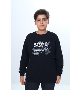 Toontoy Erkek Çocuk New Strıve Baskılı Sweatshirt (Siyah)