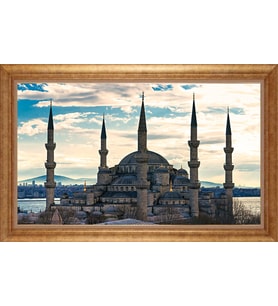 Çerçeveli Paspartulu Manzara Tablo bm1976 (Gold)