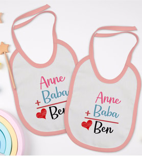 BK Kids Annem Babam Ben Tasarımlı 2’li Pembe Mama Önlüğü-1