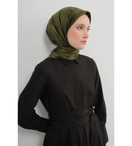 Armine Saf İpek Sura Eşarp-2026 İlkbahar-Yaz- 95010D (Haki)