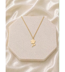 Kişiye Özel 925 Ayar Gümüş Minimalist Çiçek Kolye (Gold)